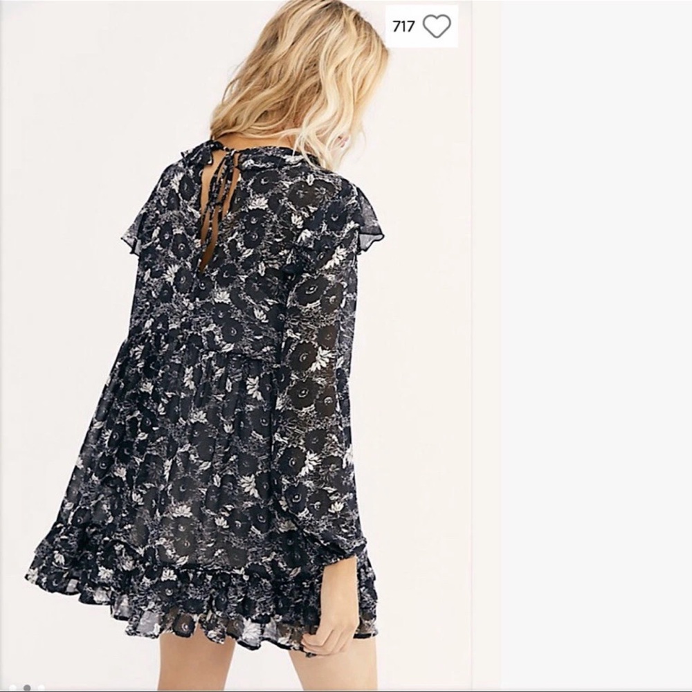 Free People Women’s These Dreams Mini Dress Black Combo Size Medium - Picture 2 of 9